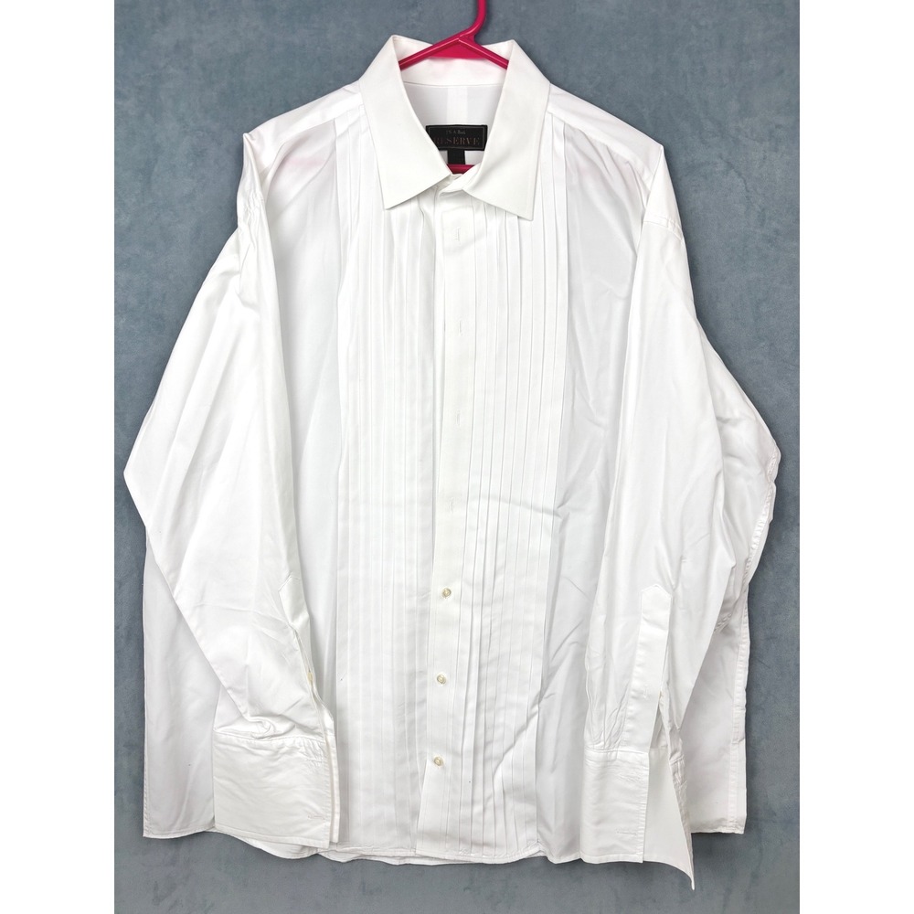 Jos. A. Bank Reserve White Pleated Bib Tuxedo Shirt 100% Egyptian Cotton 18-35